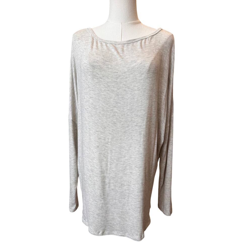 New Nordstrom GO COUTURE Gray Boat Neck High-Low Blouse Size XL Made in USA